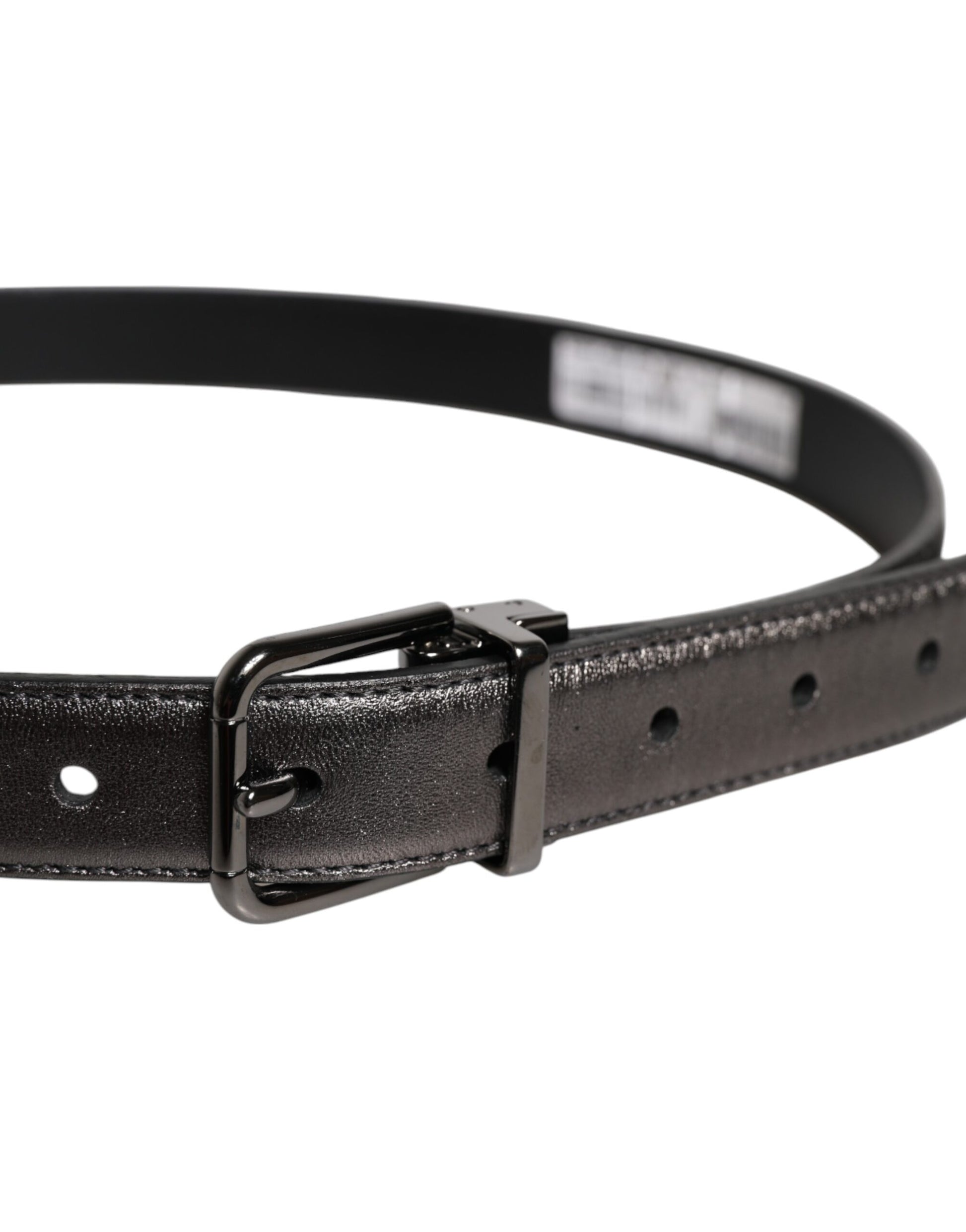 Black Leather Classic Metal Logo Buckle Belt