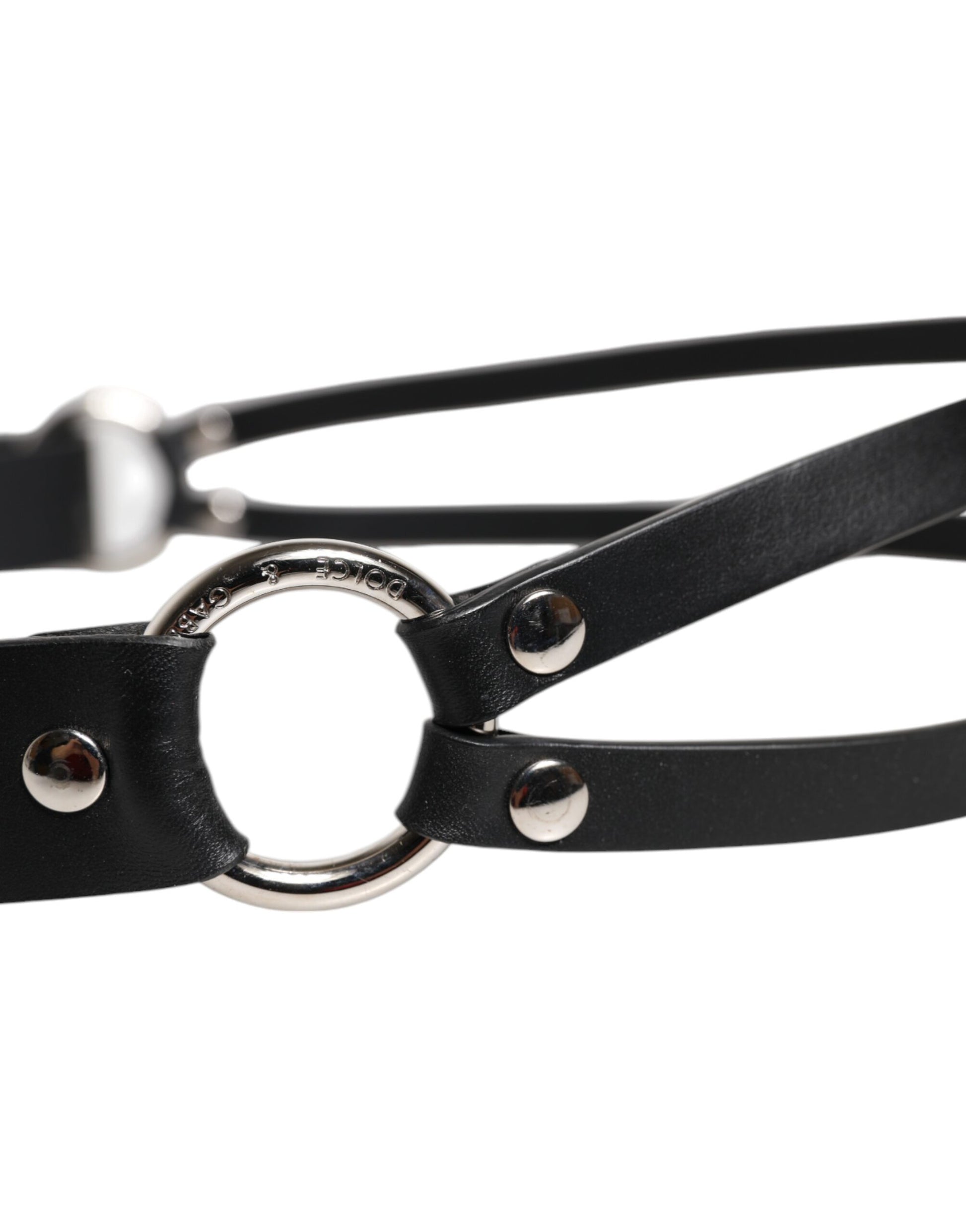 Black Leather Classic Metal Logo Buckle Belt