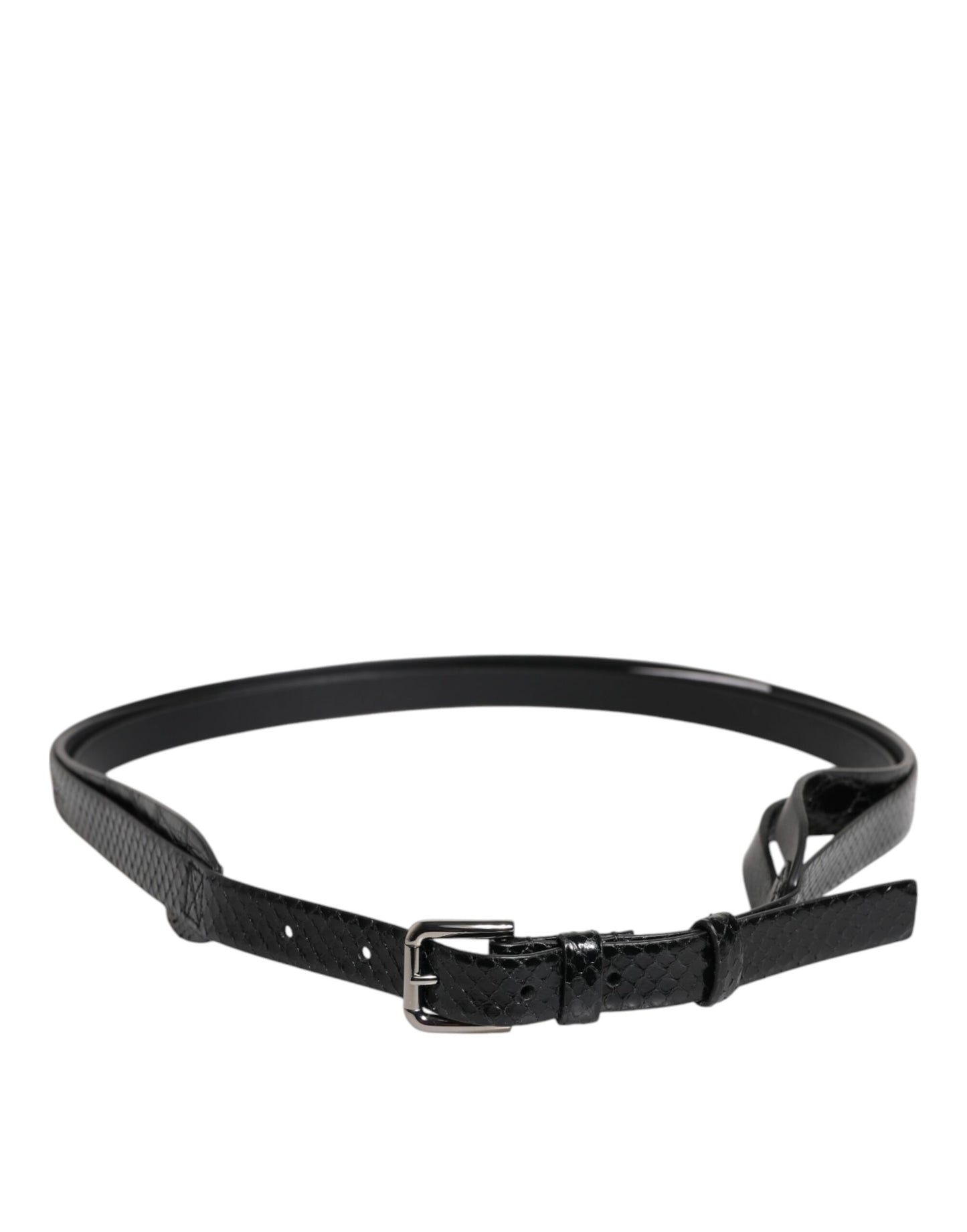 Black Leather Classic Metal Logo Buckle Belt