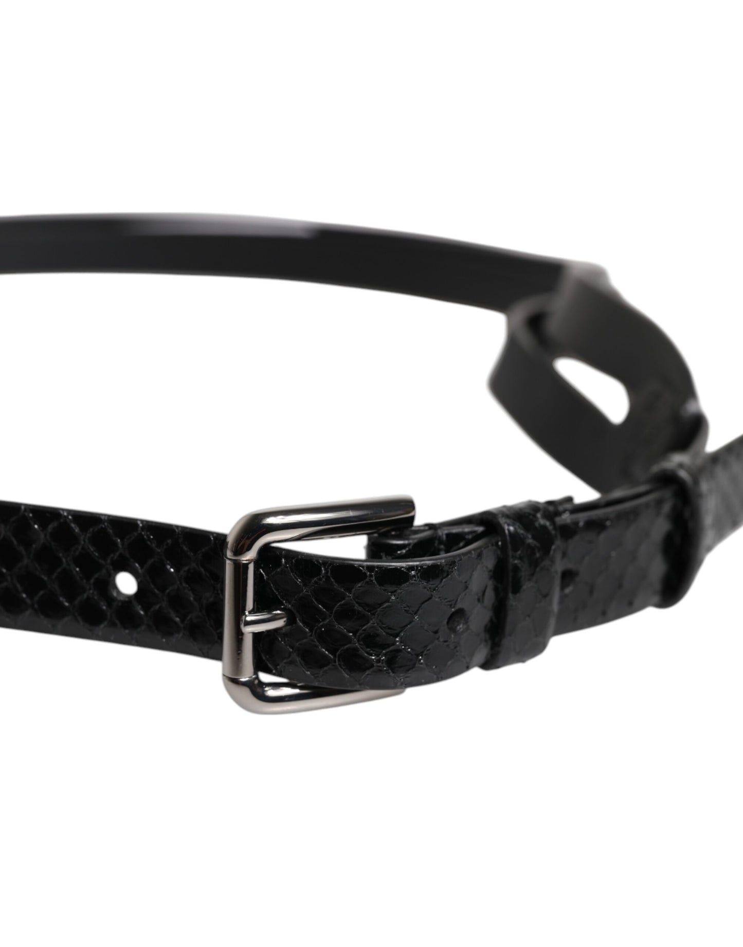 Black Leather Classic Metal Logo Buckle Belt