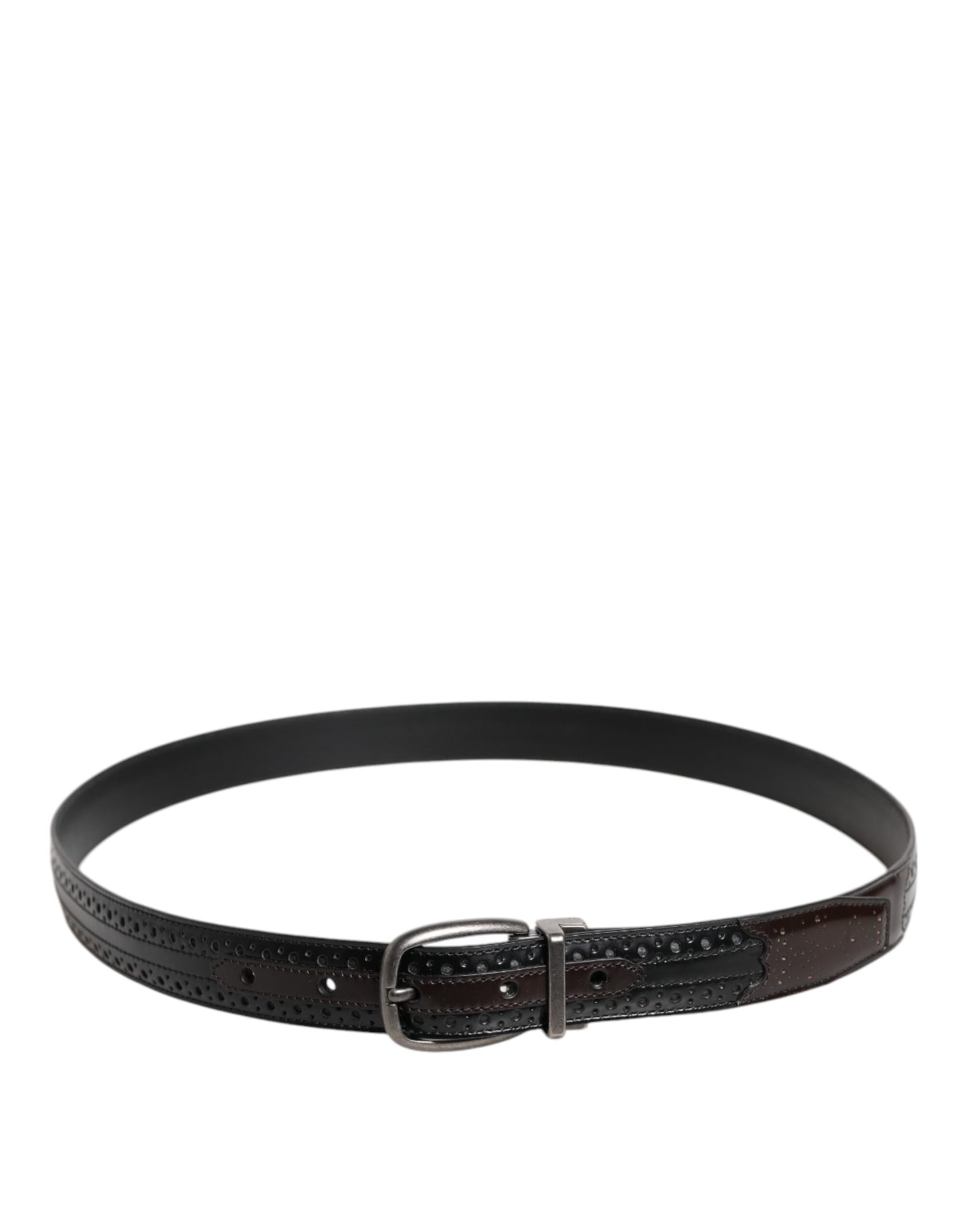 Black Brown Leather Classic Metal Buckle Belt