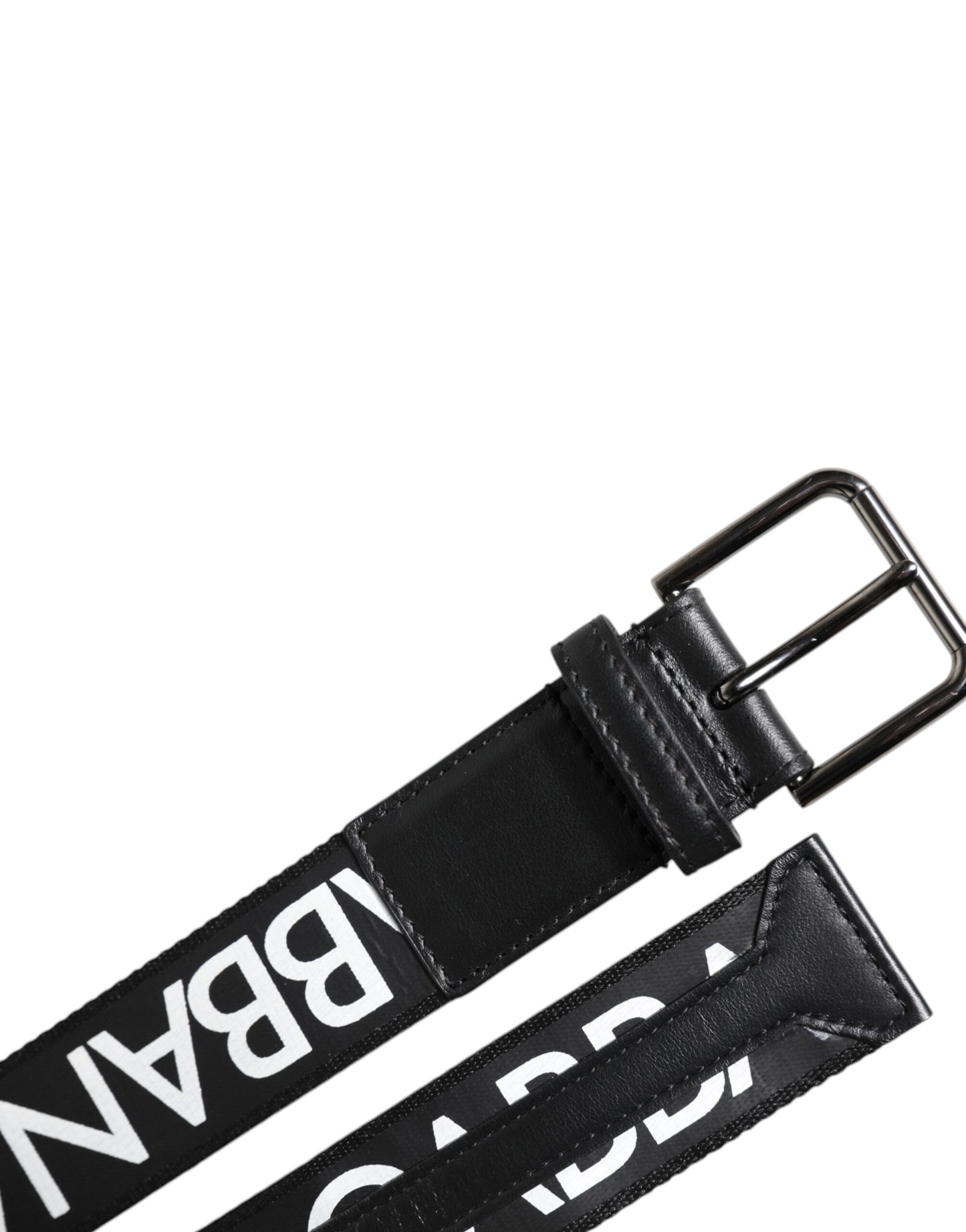 Black Leather Classic Metal Logo Buckle Belt