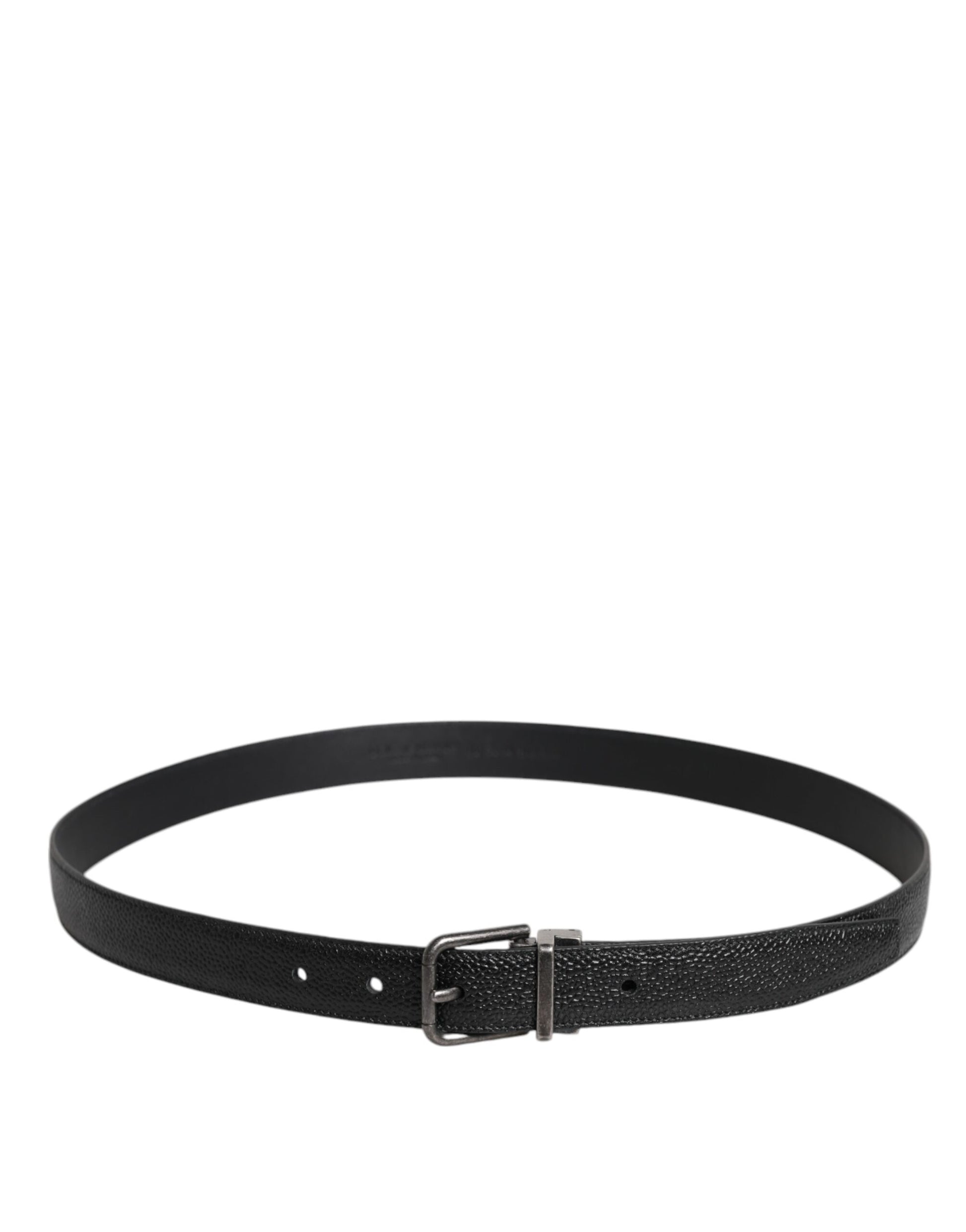 Black Calf Leather Classic Metal Buckle Belt