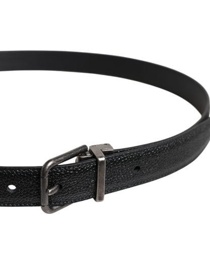 Black Calf Leather Classic Metal Buckle Belt