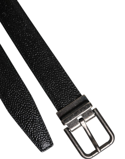 Black Calf Leather Classic Metal Buckle Belt