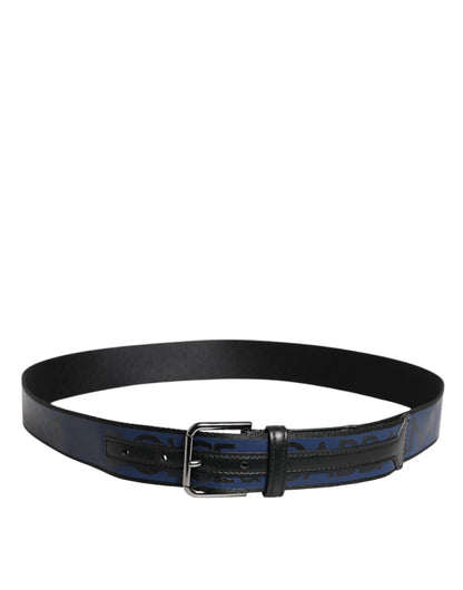 Black Blue Polyester Printed Metal Buckle Belt