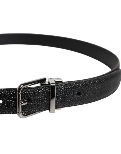 Black Calf Leather Classic Metal Buckle Belt
