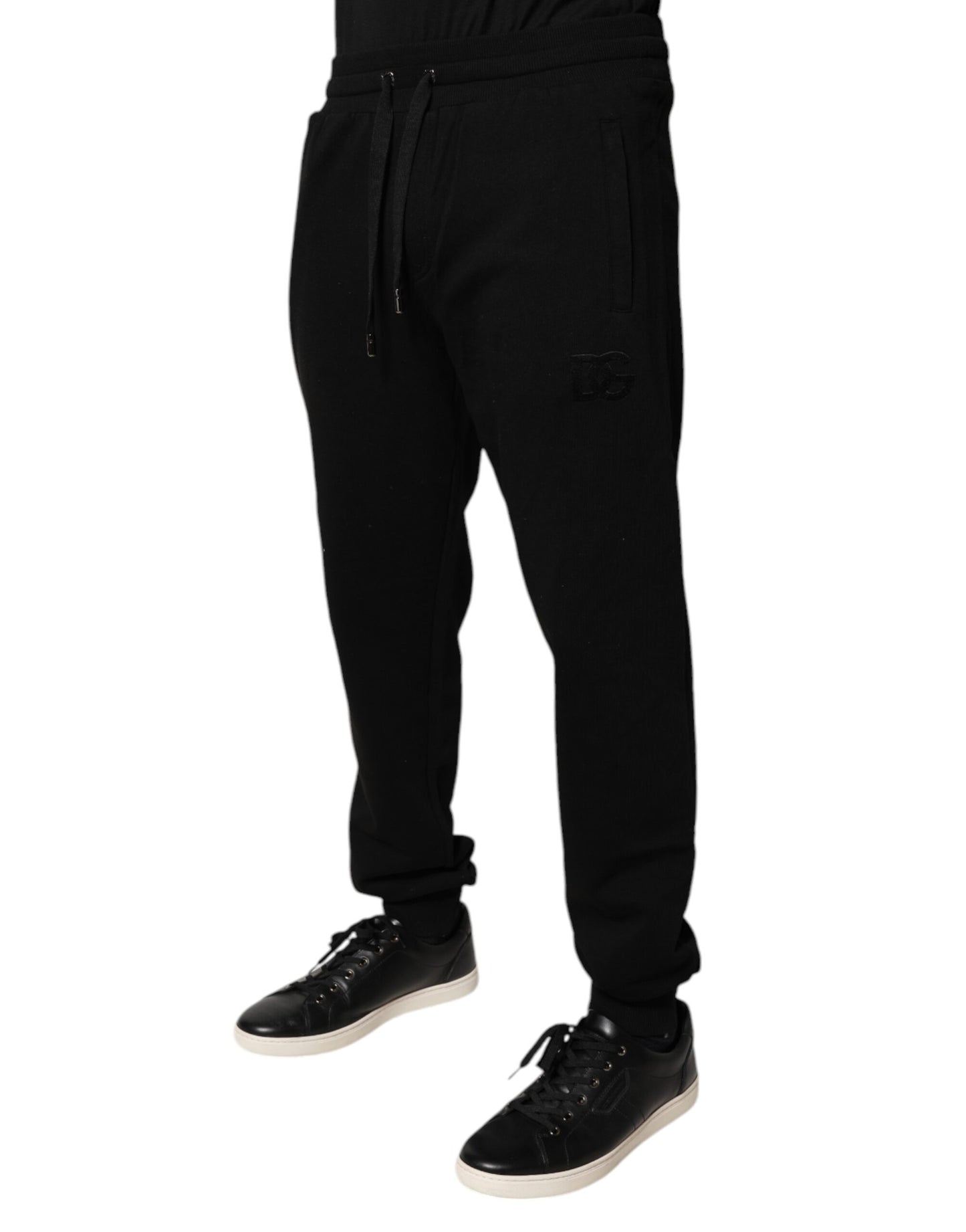 Black Cotton Mid Waist Jogger Sweatpants Pants