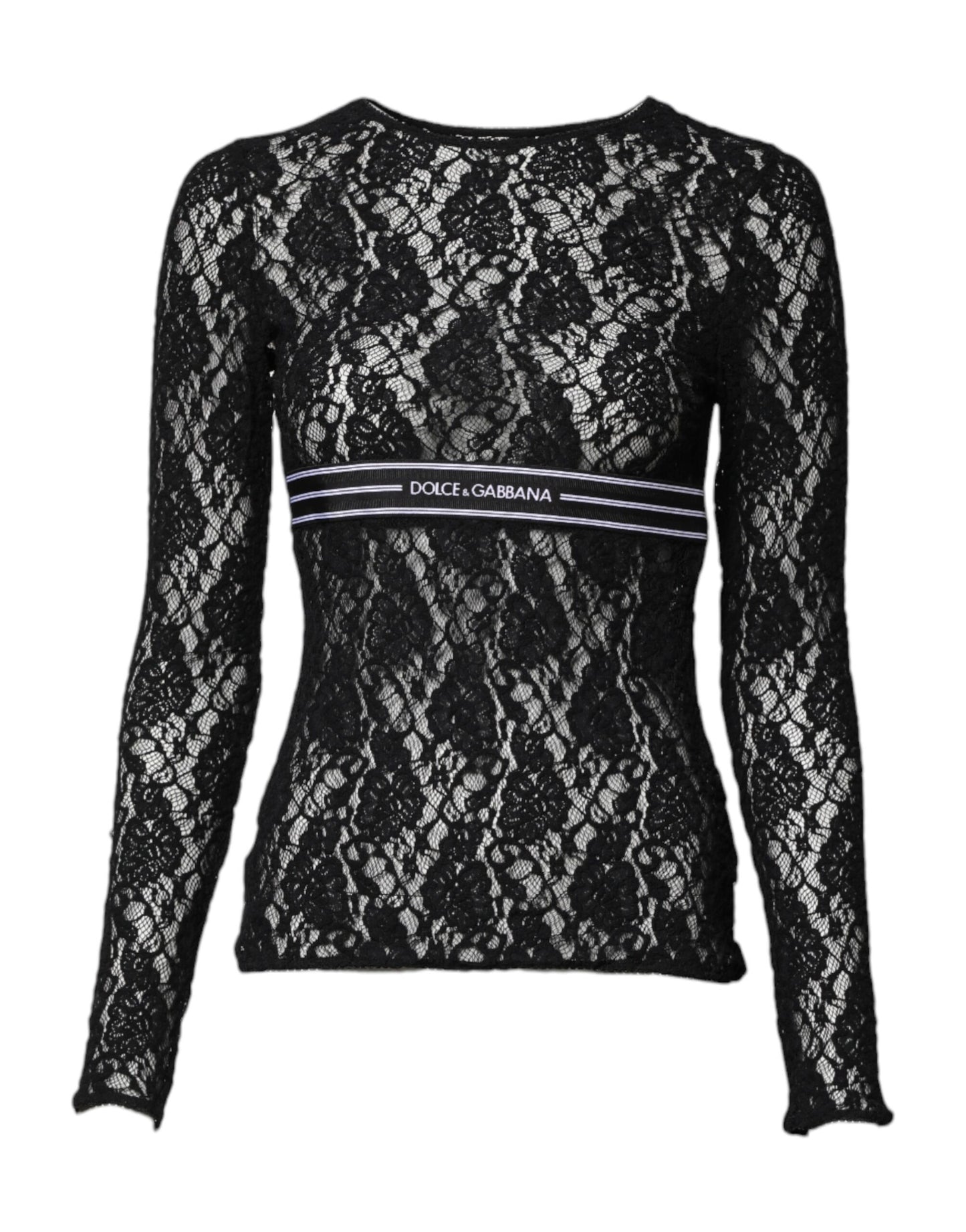 Black Floral Lace Long Sleeves Pullover Top