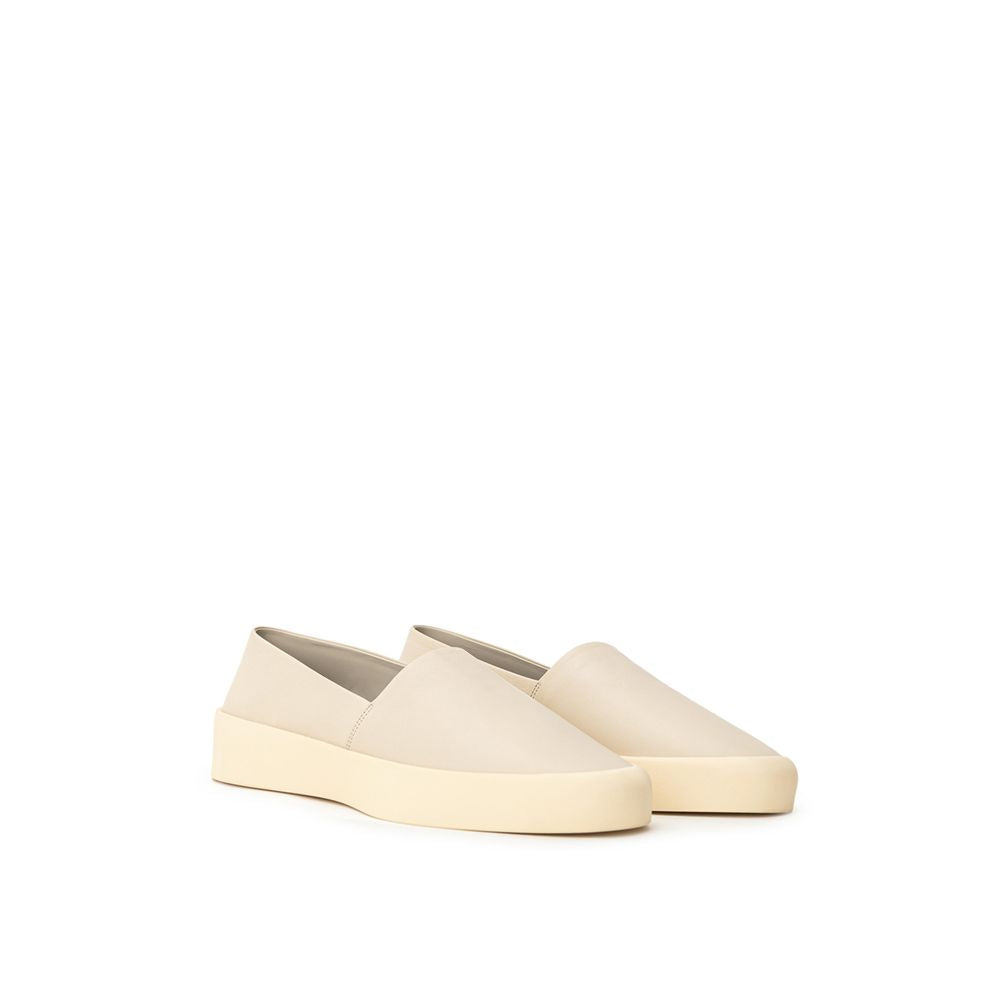Beige Leather Slip-On Loafer