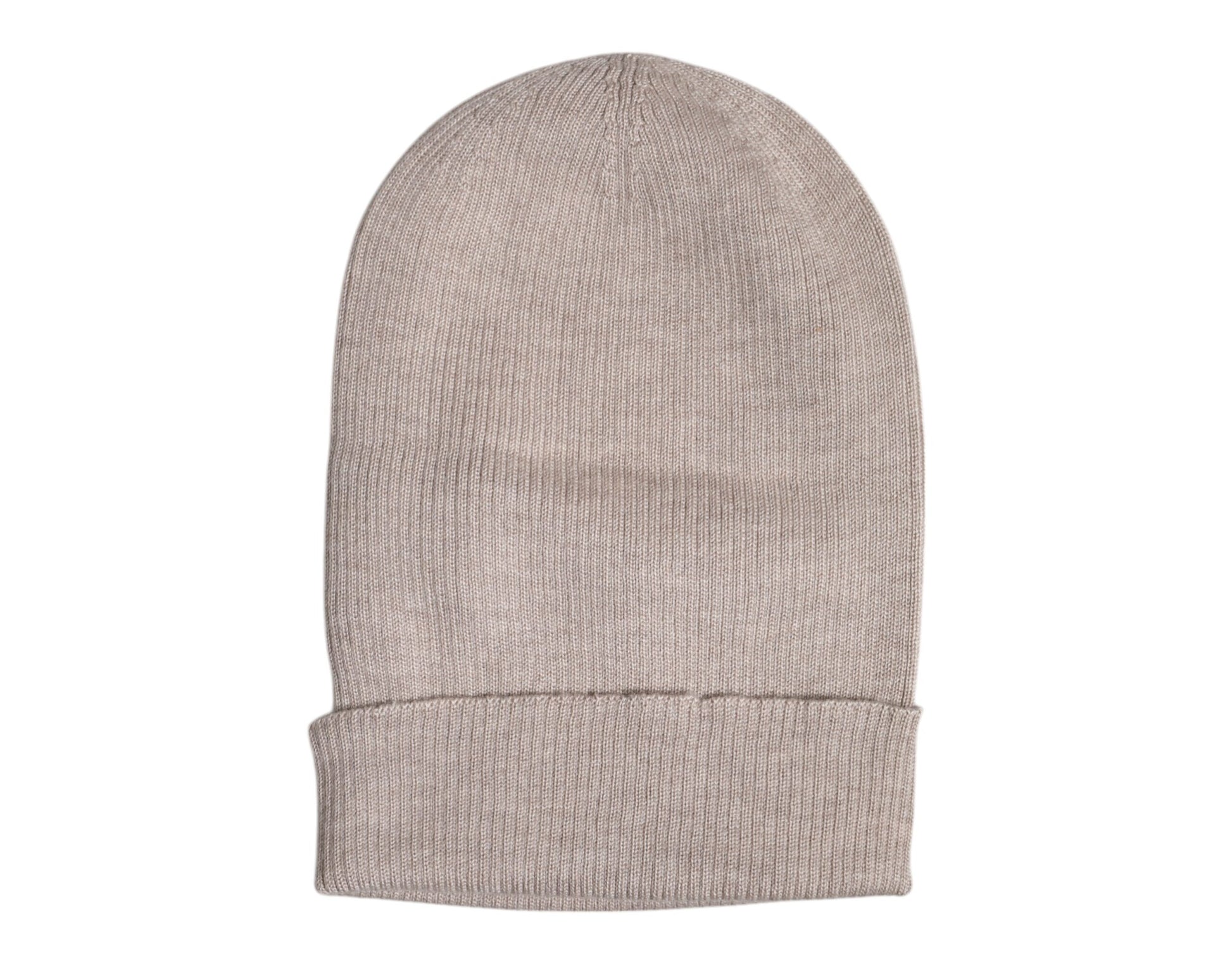 Beige Cashmere Knitted Winter Beanie Hat