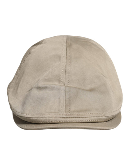 Beige Cotton Newsboy Capello Cabbie Hat