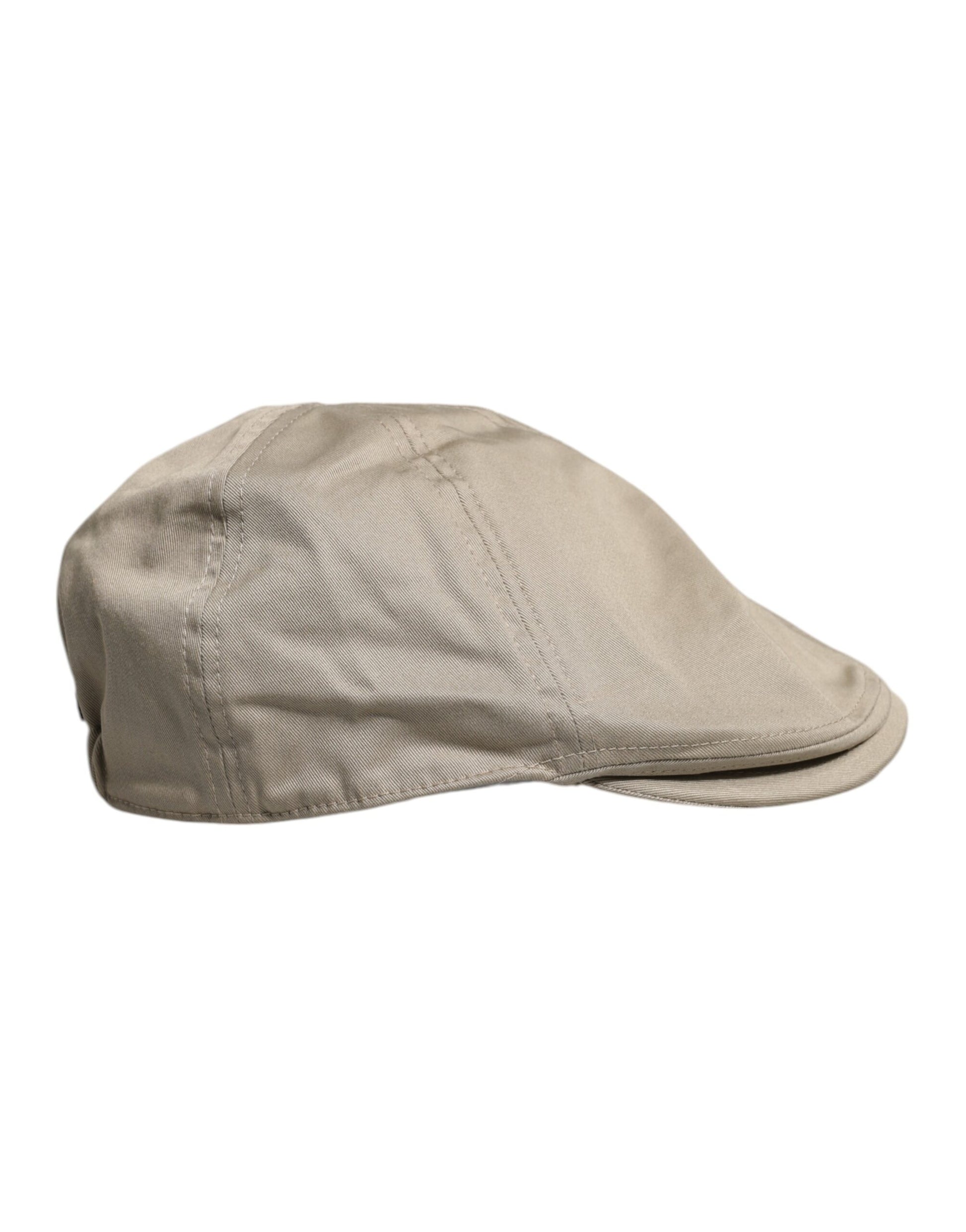 Beige Cotton Newsboy Capello Cabbie Hat