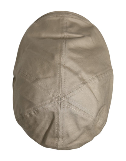 Beige Cotton Newsboy Capello Cabbie Hat