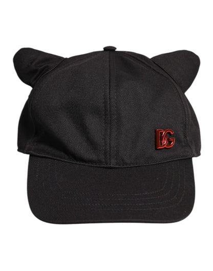Black Cotton Logo Patch 6 Panels Baseball Cap