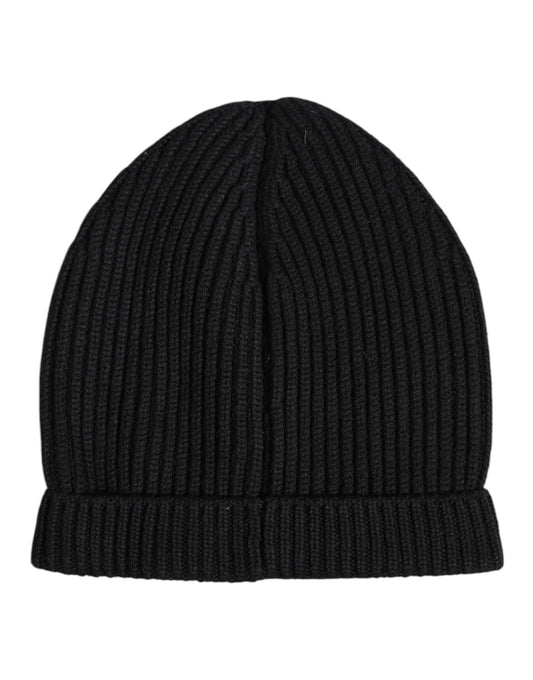 Black Cashmere Knitted Winter Beanie Hat