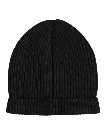 Black Cashmere Knitted Winter Beanie Hat