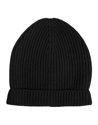 Black Cashmere Knitted Winter Beanie Hat