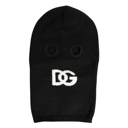 Black Cashmere Knitted Ski Mask Balaclava Hat