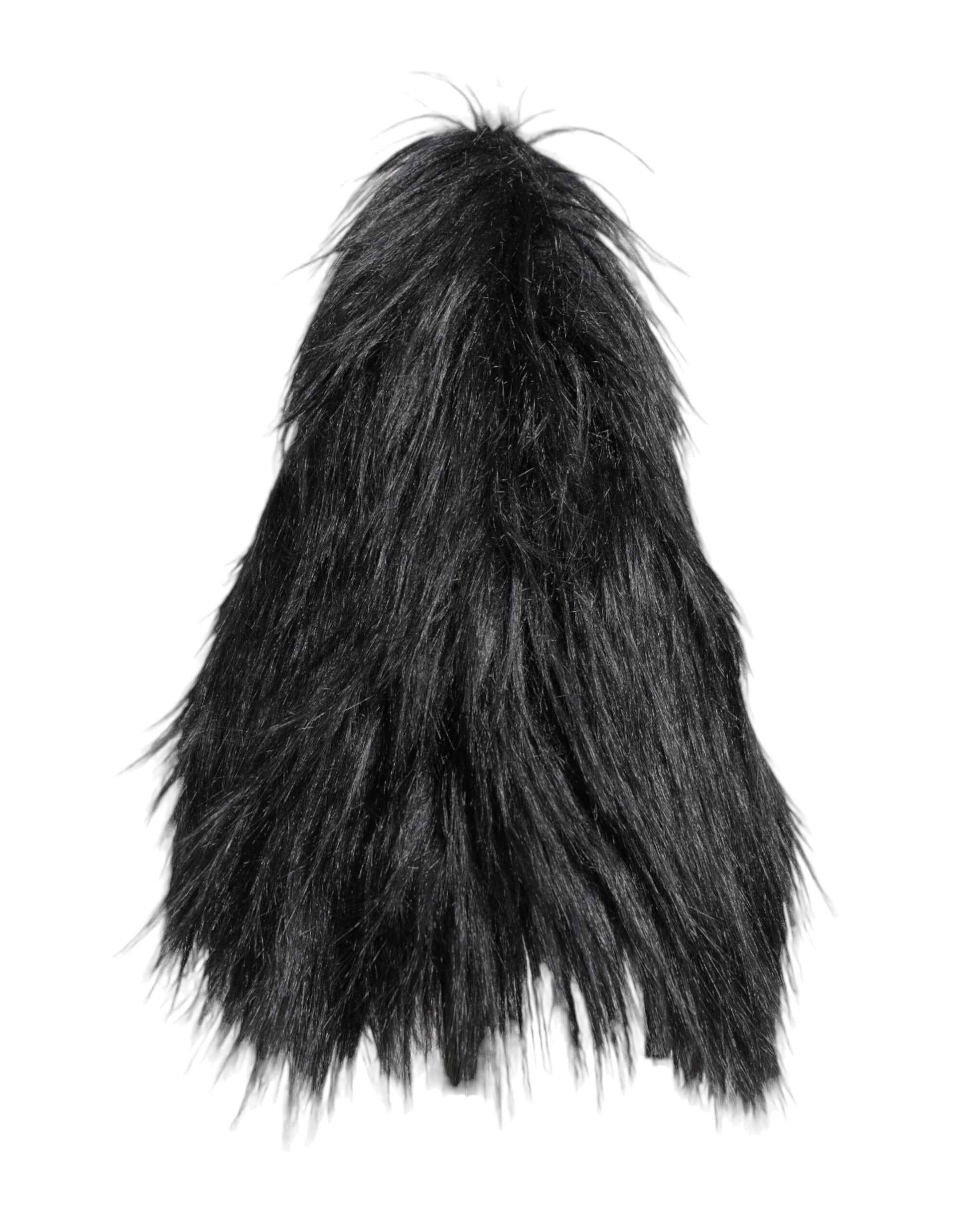 Black Acrylic Fur Womens Bucket Hat