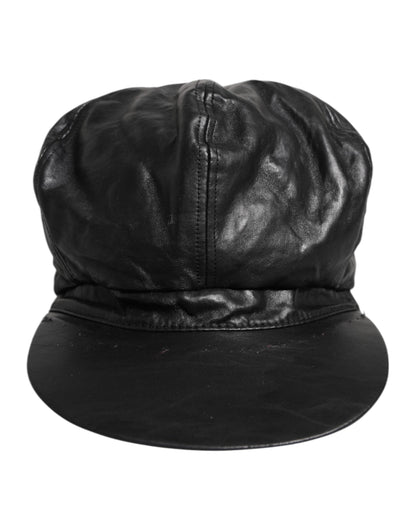 Black Calf Newsboy Capello Cabbie Hat