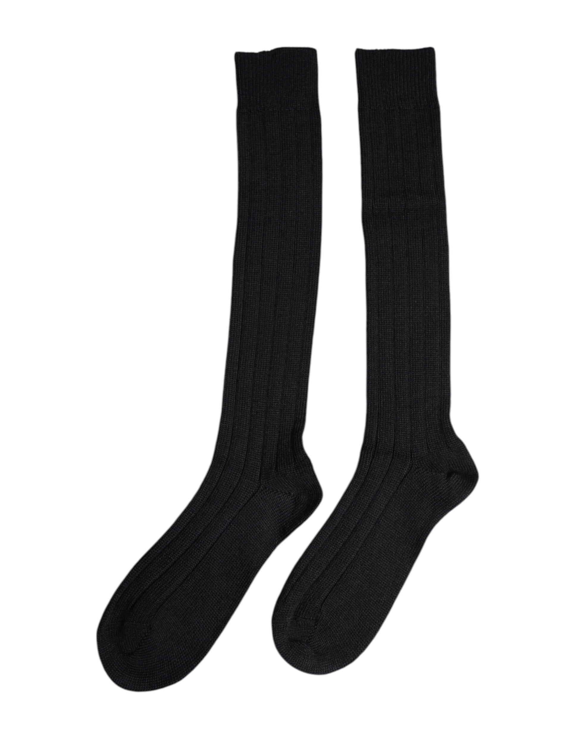 Black DG Logo Print Over The Calf Socks