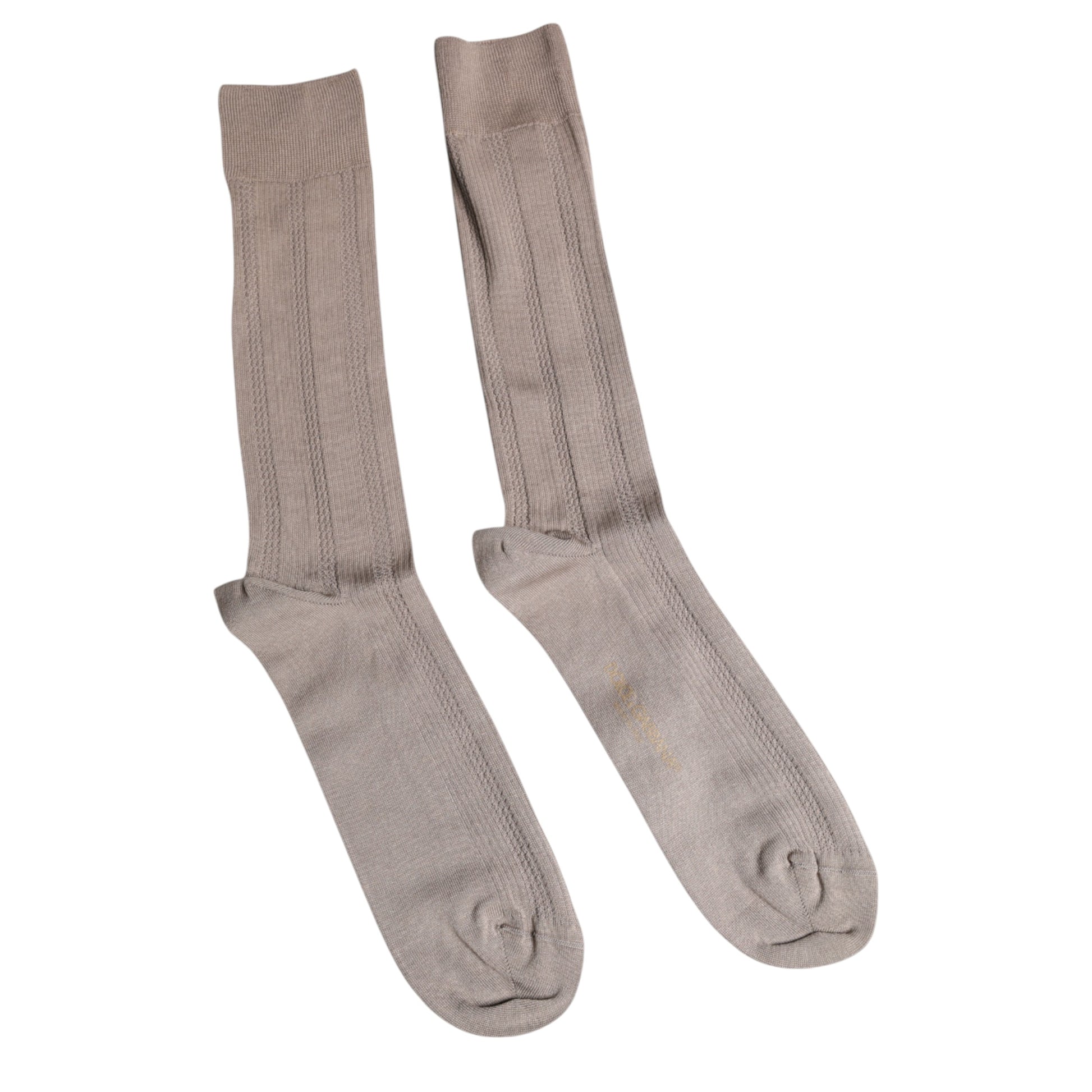 Brown Cotton Stretch Logo Over Calf Socks