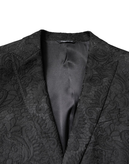 Black Floral Jacquard Coat Jacket Blazer