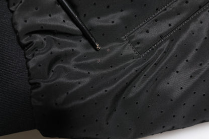 Black Long Sleeves Full Zip Bomber Jacket