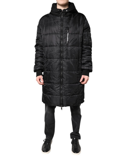 Black Hooded Parka Winter Men Coat Jacket