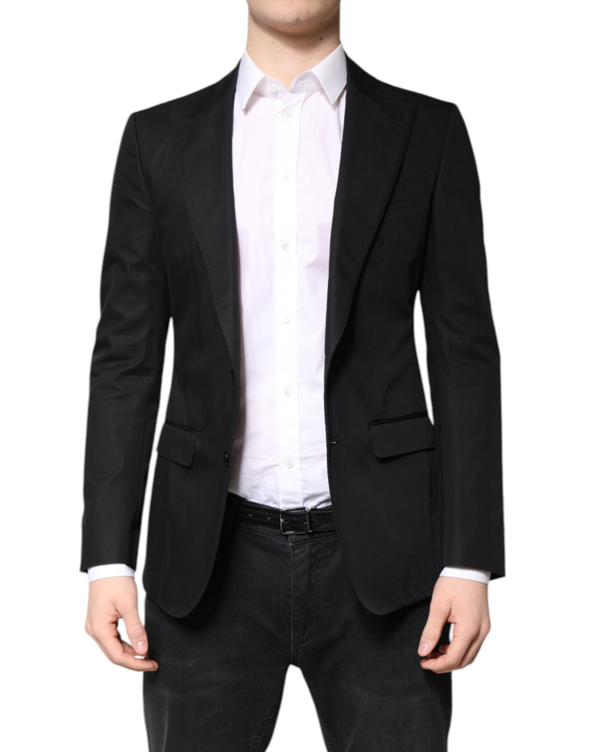 Black Cotton Single Breasted Men Coat Blazer