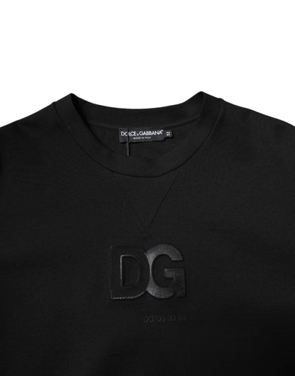 Black Cotton DG Crew Neck Pullover Sweater