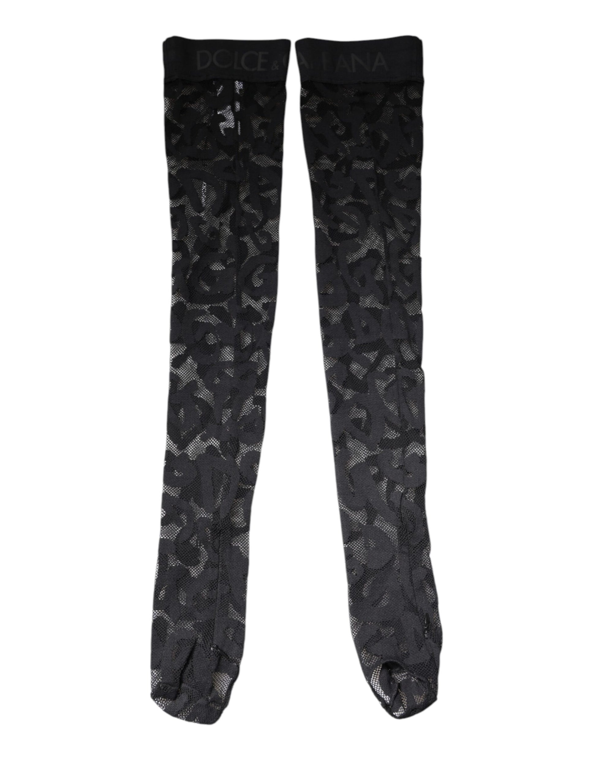 Black Floral Lace Cotton Stretch Stockings Socks