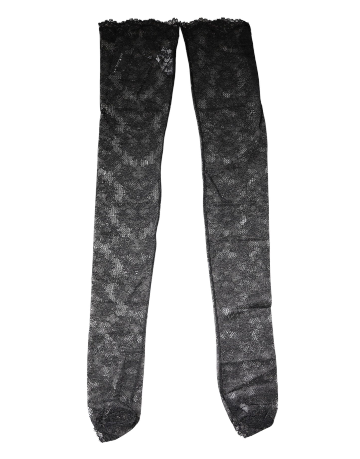 Black Floral Lace Cotton Stretch Stockings Socks