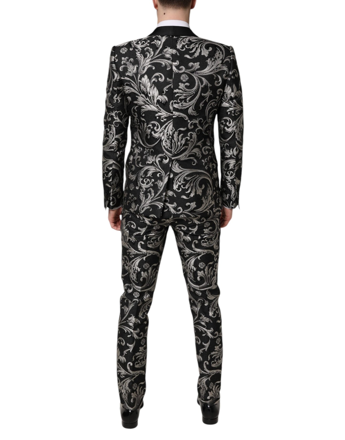 Black Gray MARTINI Jacquard Men 3 Piece Suit