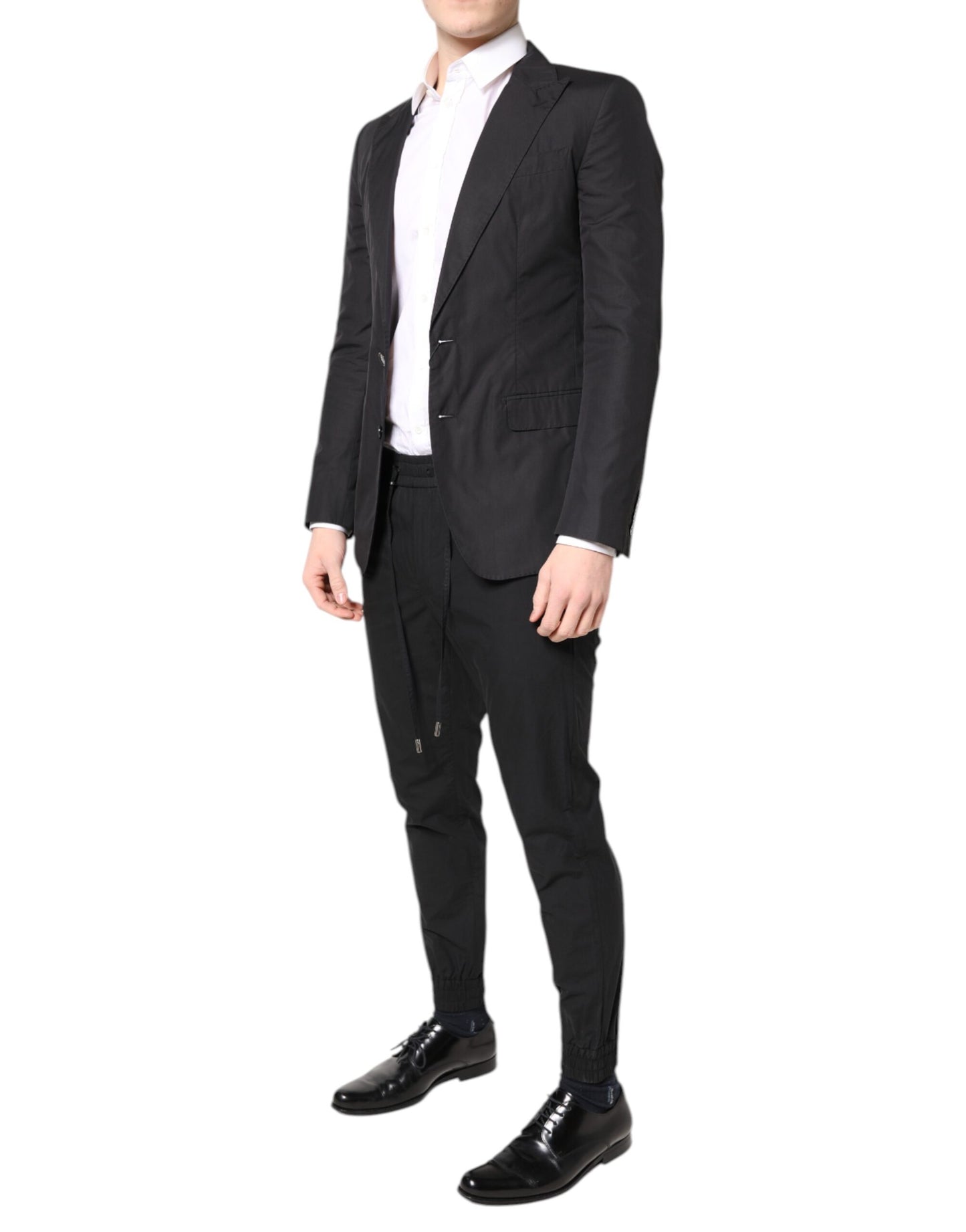 Black Cotton TAORMINA Formal 2 Piece Suit