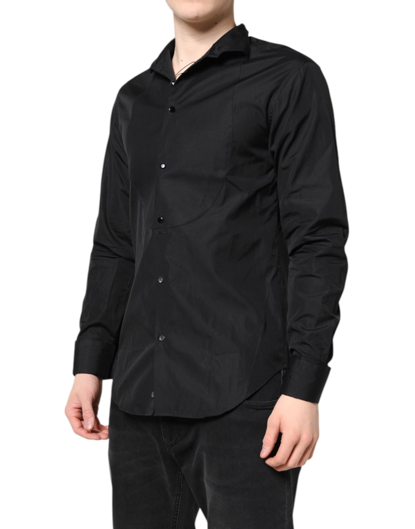 Black Cotton Long Sleeves Men Formal Dress Shirt