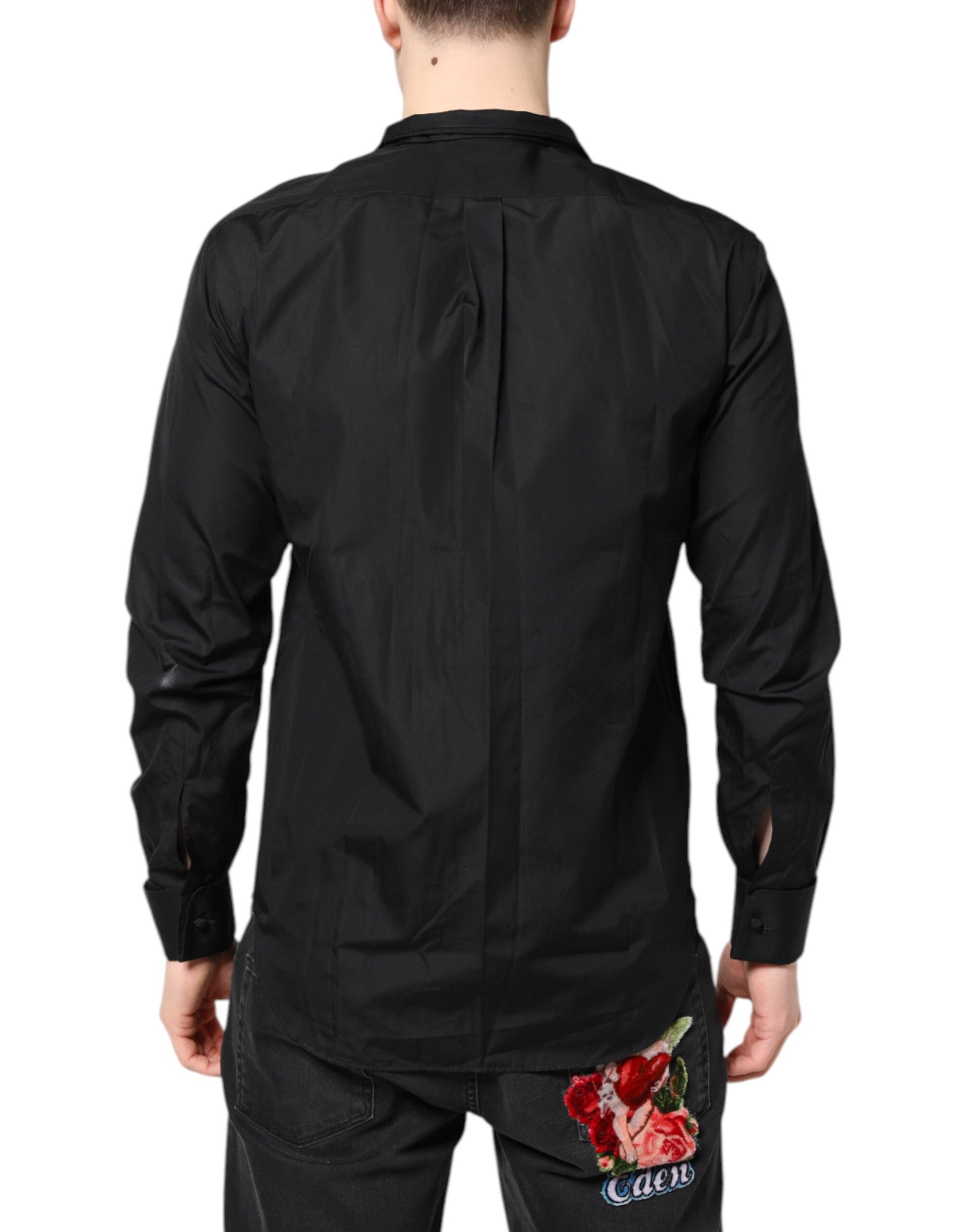 Black Cotton Long Sleeves Men Formal Dress Shirt