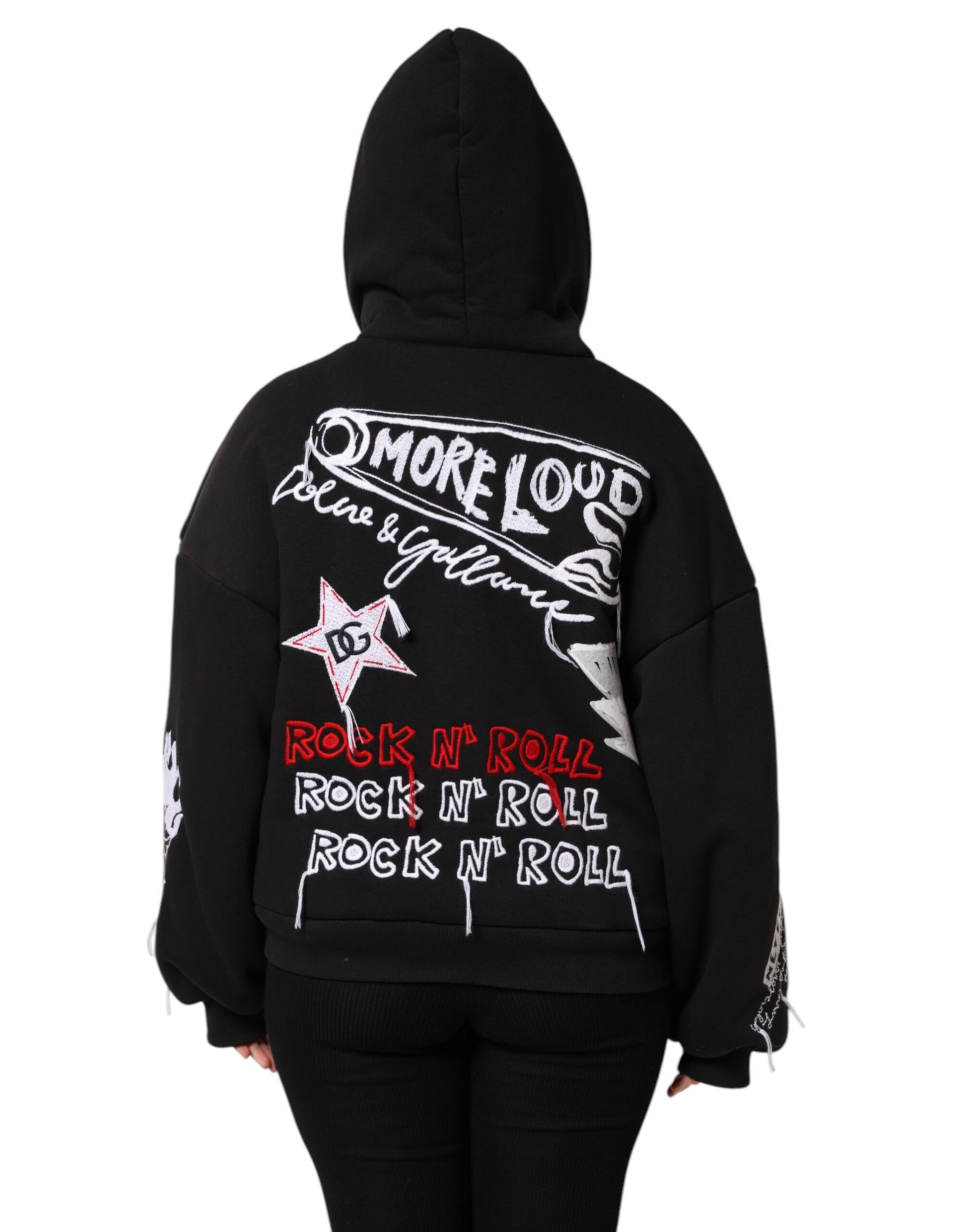 Black Embroidered Full Zip Hooded Jacket