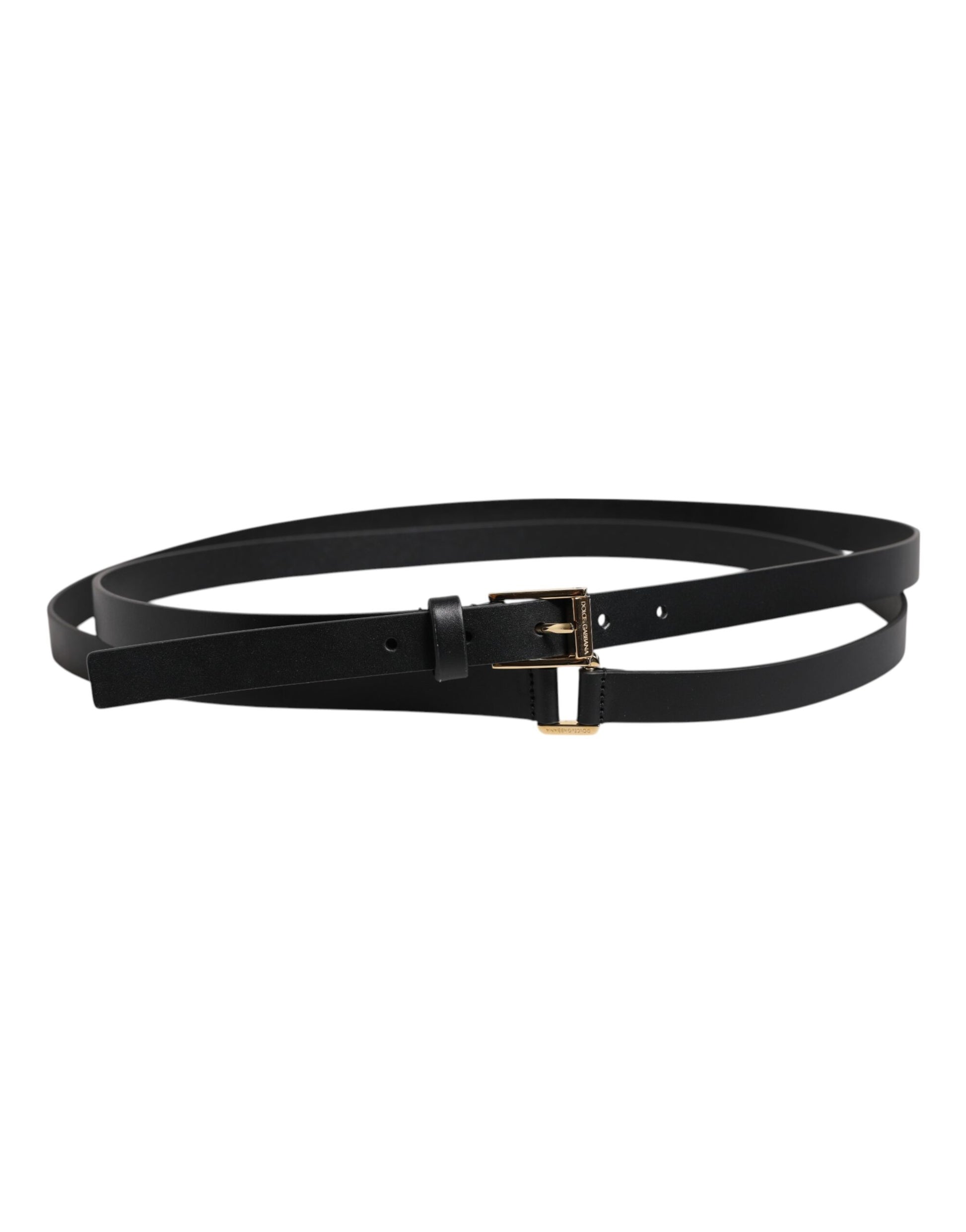 Black Classic Gold Metal Logo Buckle Belt