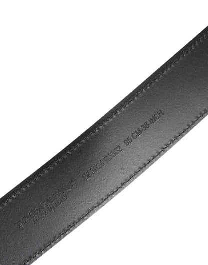 Black Classic Silver Metal Logo Buckle Belt