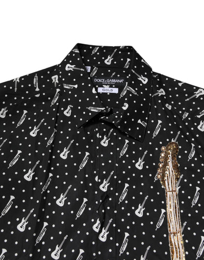 Black GOLD Instrument Embellished Shirt