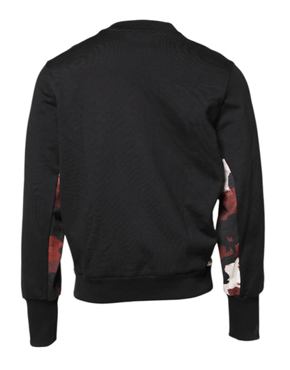 Black Embroidered Crew Neck Pullover Sweater