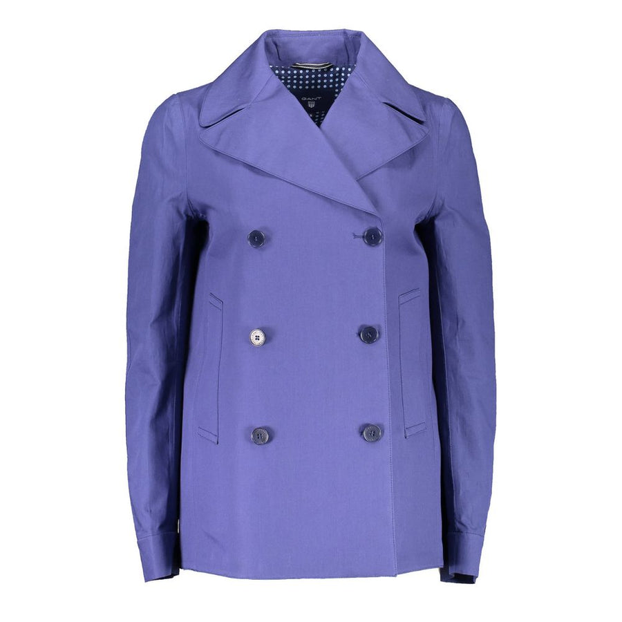Blue Cotton Women Coat Jacket