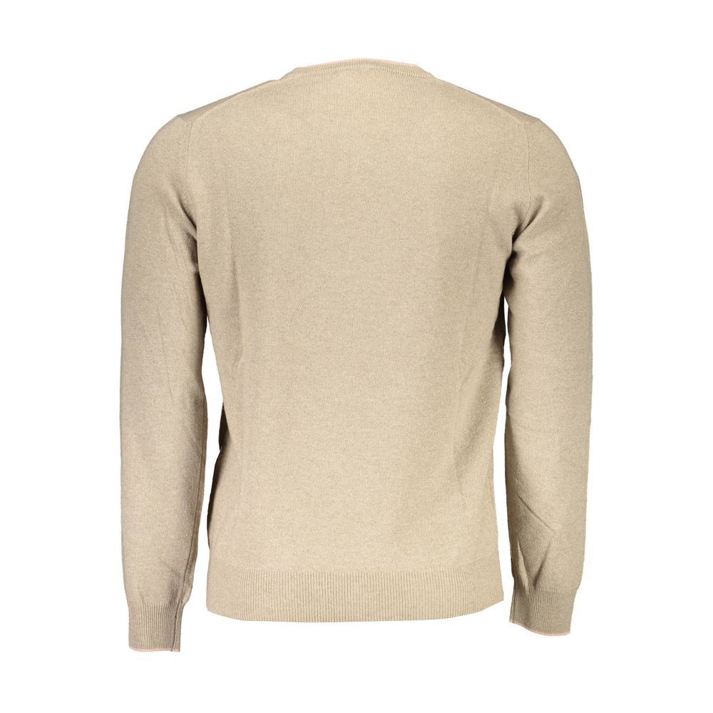 Beige Wool Men Sweater