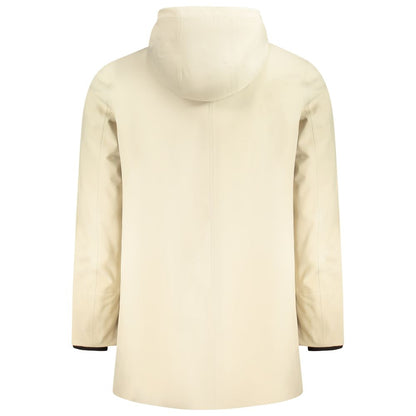 Beige Polyester Men Trench Coat
