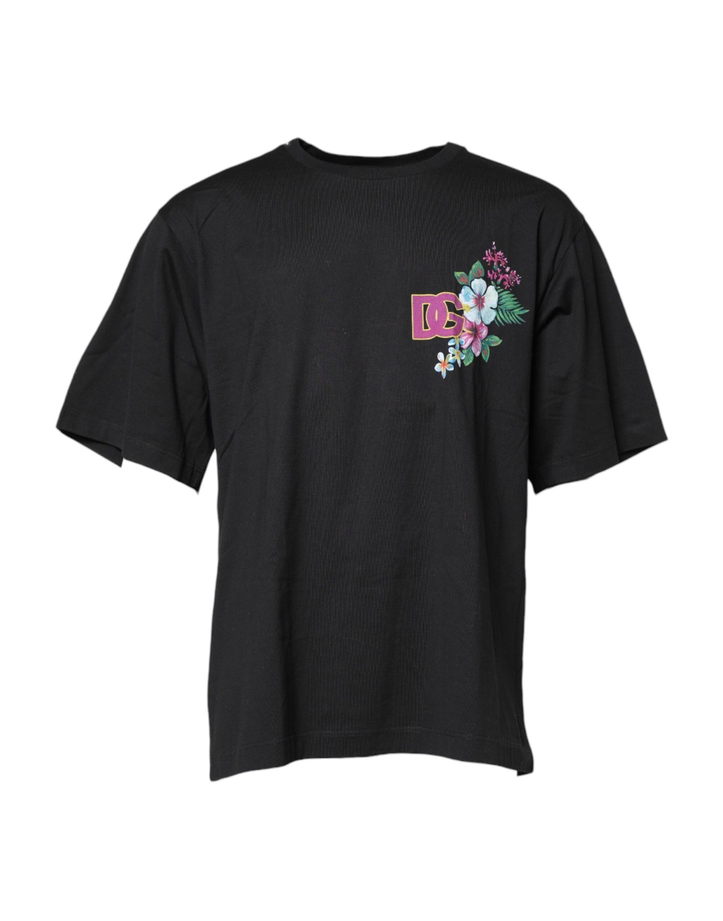 Black DG Floral Print Crew Neck T-shirt