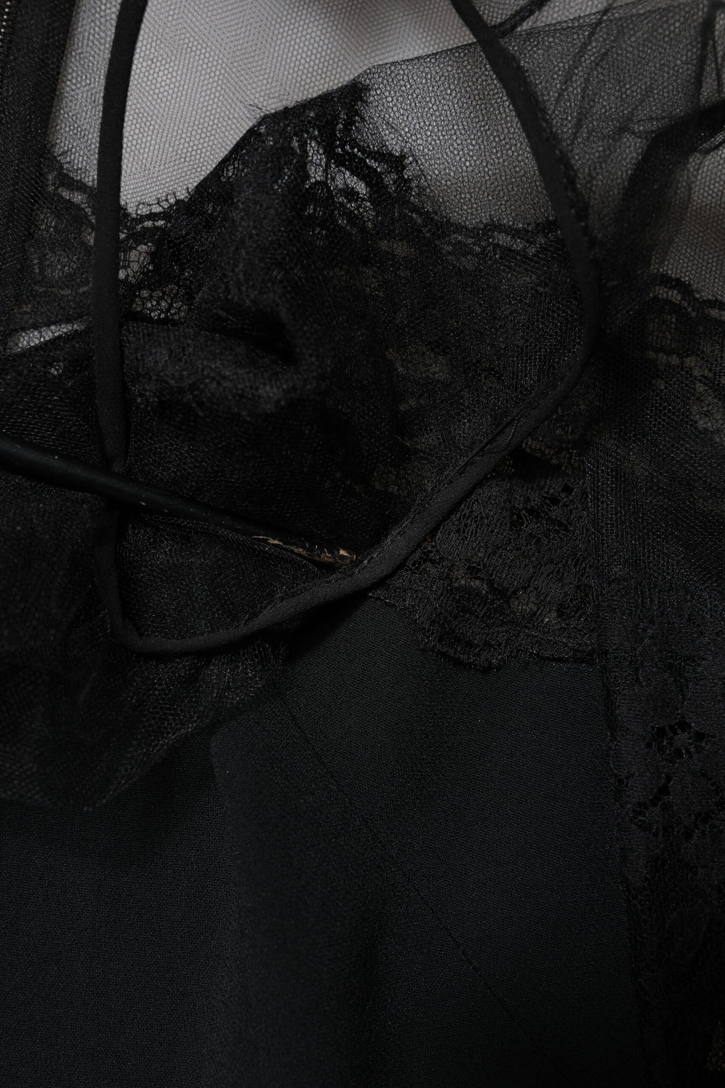 Black Lace Trim Nylon Tulle Sheath Midi Dress