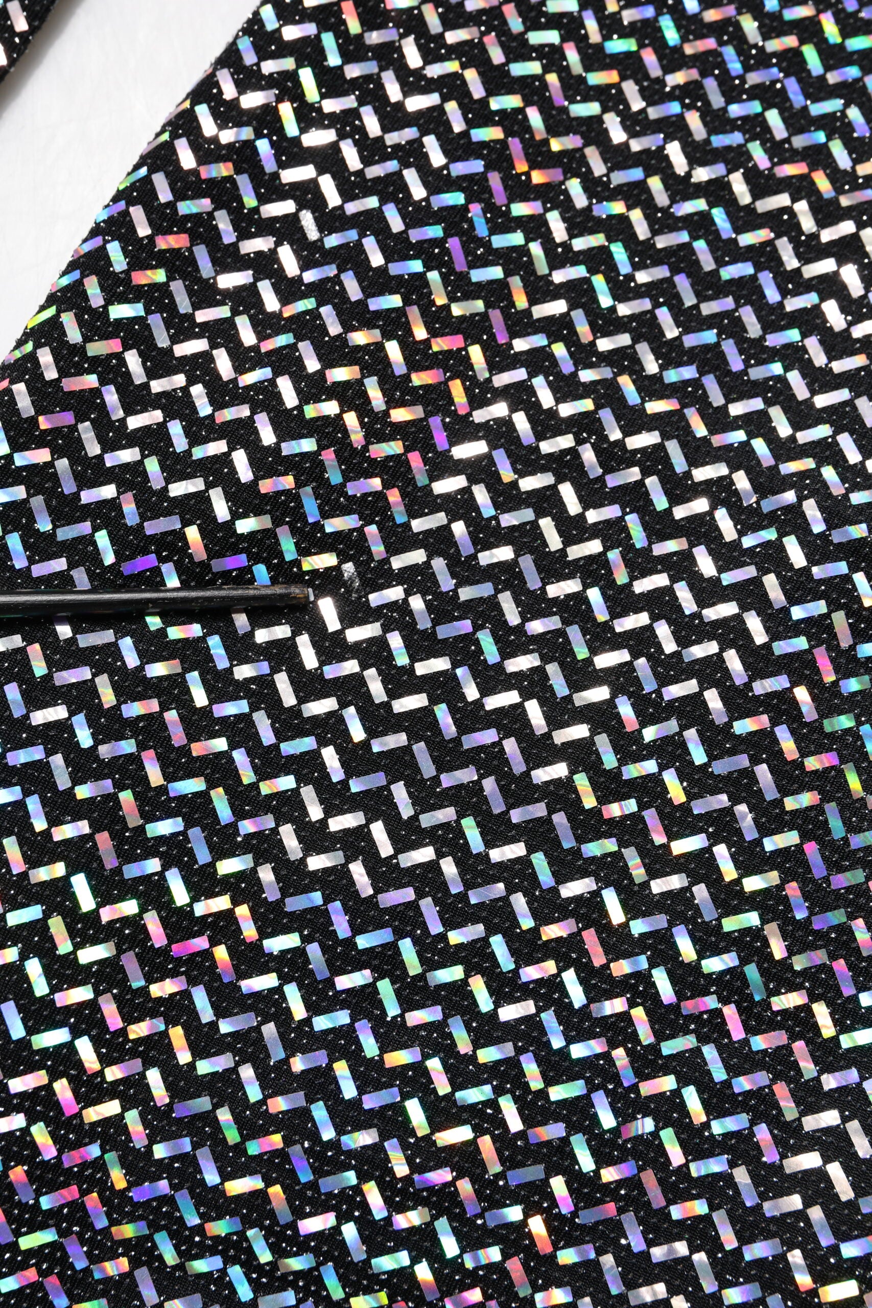 Black Embellished Nylon Bodycon Mini Dress