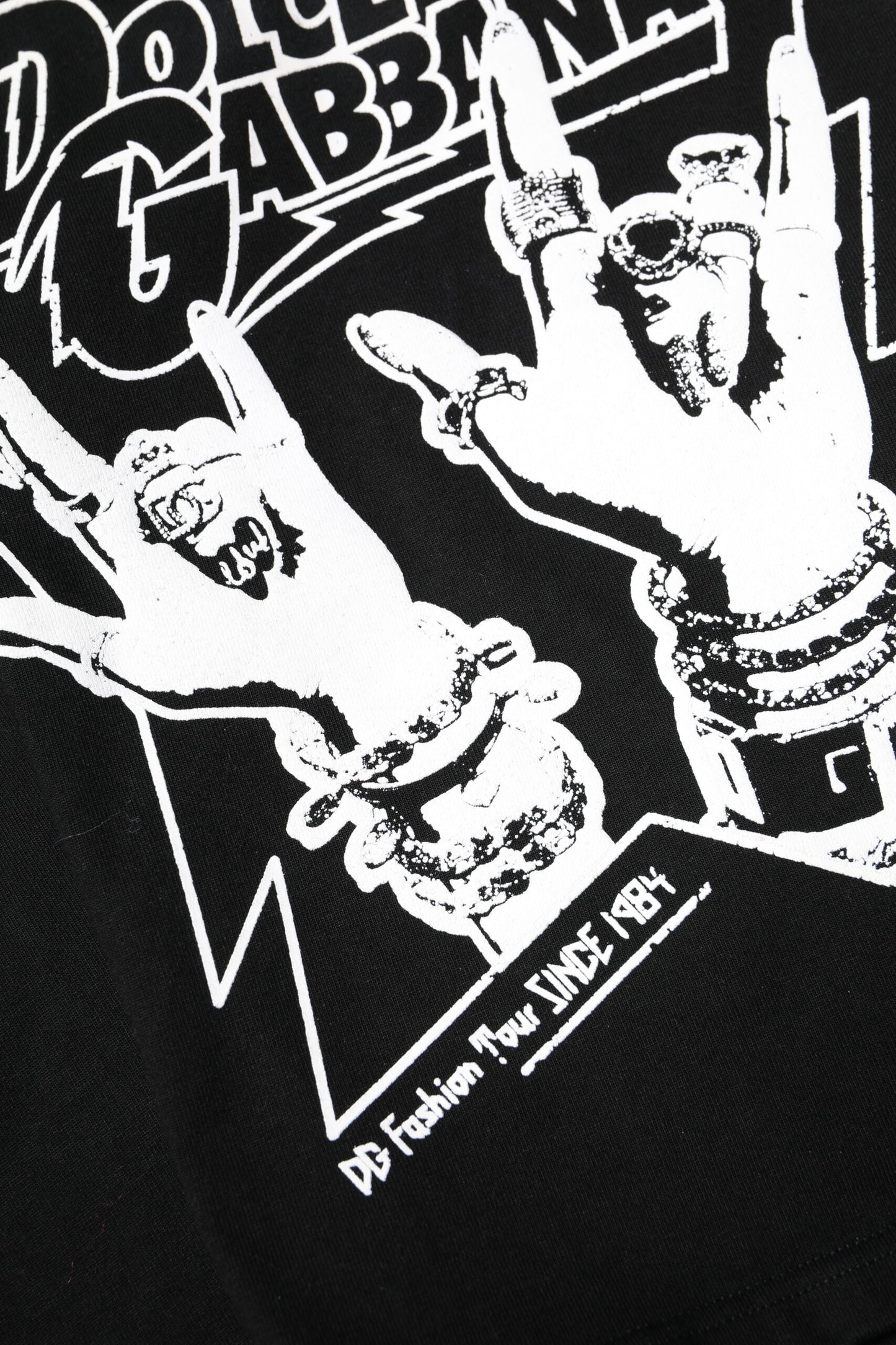 Black Cotton Printed Short Sleeves T-shirt